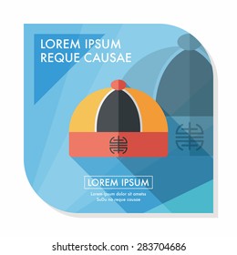 Chinese hat flat icon with long shadow,eps10