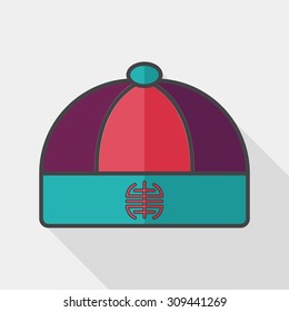 Chinese hat flat icon with long shadow,eps10