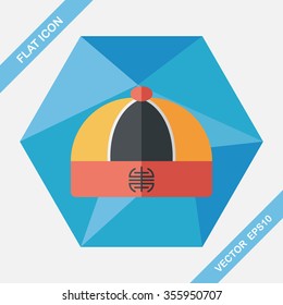 Chinese hat flat icon with long shadow,eps10