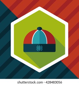Chinese hat flat icon with long shadow,eps10