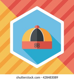 Chinese hat flat icon with long shadow,eps10