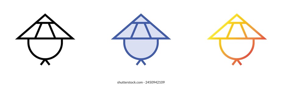 chinese hat icon. Linear, Blue Fill and Gradient Style Design Isolated On White Background
