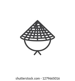 Chinese hat line icon. linear style sign for mobile concept and web design. Chinese conical straw hat outline vector icon. Symbol, logo illustration. Pixel perfect vector graphics