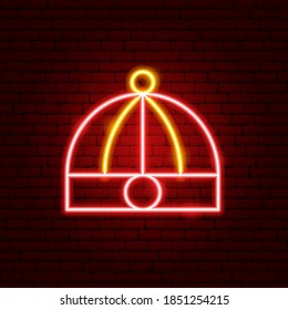 Chinese Hat Neon Sign. Vector Illustration of China Promotion.