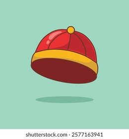 Chinese Hat in Chinese new year elements on colorful background in new year holiday