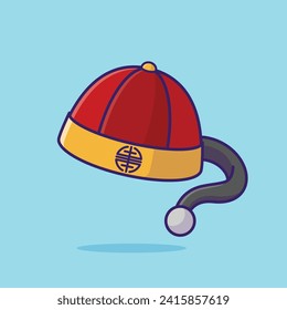 Chinese hat simple cartoon vector illustration chinese new year stuff concept icon isolated