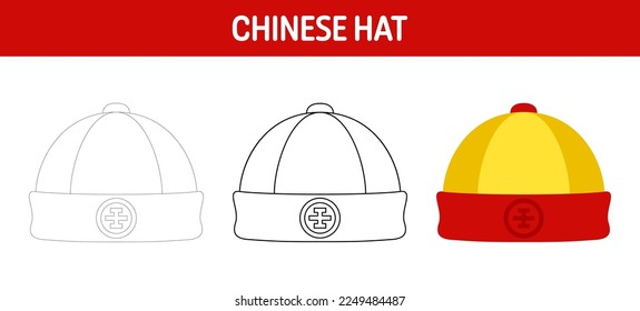 Chinesisches Arbeitsblatt zur Ermittlung und Färbung von Hut für Kinder