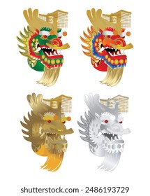 Chinese Head Dragon Dance vector illustration