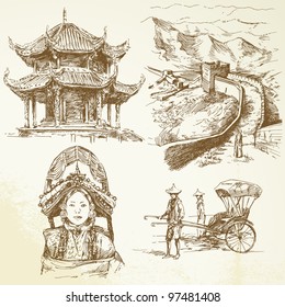 chinese heritage - hand drawn set