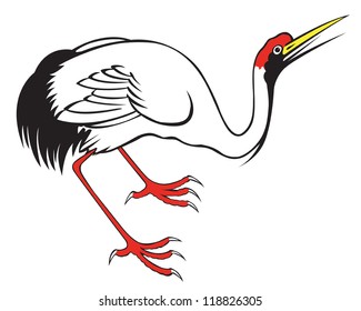 chinese heron painting on the white background