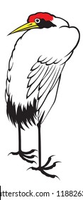 chinese heron painting on the white background