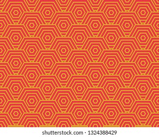 chinese hexagon wave pattern seamless, spiral texture background, vector illustration 