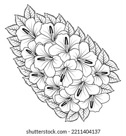 chinese hibiscus flower hand drawn coloring page illustration and line art isolated background  rose sharon flower   china rose flower drawing sketch blossom petal doodle line art 