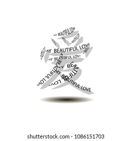 Chinese hieroglyph Love, black on white background