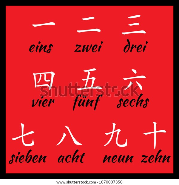 Chinese Hieroglyphs Numbers One Ten Translation Stock Vector Royalty Free