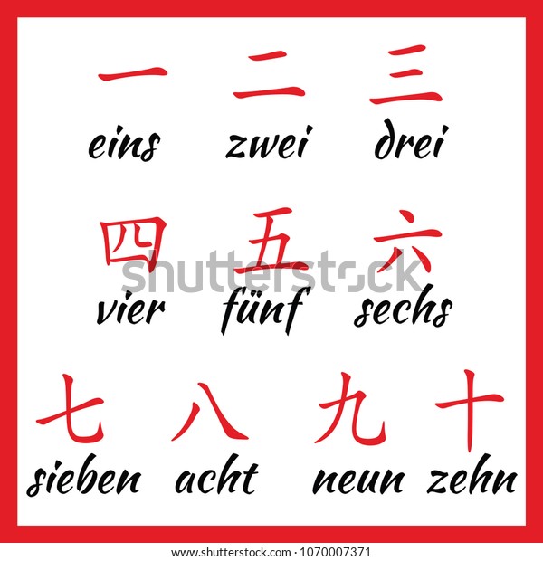 Chinese Hieroglyphs Numbers One Ten Translation Stock Vector Royalty Free