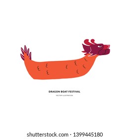 Chinese holiday concept. Dragon boat emblem. Trendy logo with smooth round shapes. Clean, neat, accurate. Modern colorful vector illustration in flat cartoon style