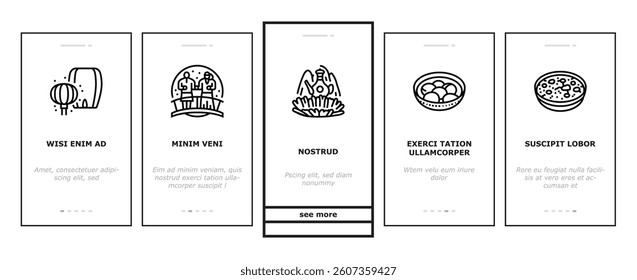 chinese holidays year china new onboarding mobile vector traditional, red asian, lantern decoration, lunar flower, asia fan, ornament chinese holidays year china new illustrations