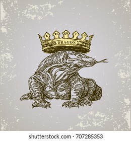 Chinese horoscope. Dragon. Sketch tattoo. Vector illustration.