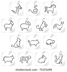 Chinese horoscope icons 1. Vector illustration