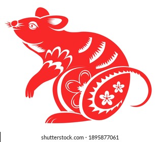 Chinese horoscope sign, rat or mouse with flowers
