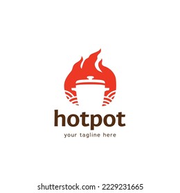 chinese hot pot logo icon with flame. hot pot logo symbol with fire