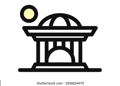 Chinese house ancient temples traditional oriental buildings. Bold outline black chinese temple icon, flat vector simple element illustration concept on white background for UI and UX, website or app.