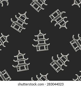 Chinese house doodle seamless pattern background