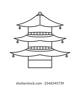 chinese house icon line vector design isolated white background