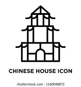 Chinese House icon vector isolated on white background, Chinese House transparent sign , line or linear sign, element design in outline style