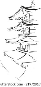 chinese house vector illustration art.