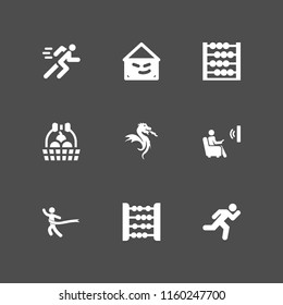 chinese icon. 9 chinese set with run, monitor, asian and chinese new year vector icons for web and mobile app