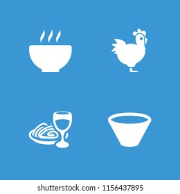 Chinese icon. collection of 4 chinese filled icons such as pasta and wine glass, bowl, chicken. editable chinese icons for web and mobile.