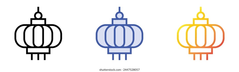 chinese icon. Linear, Blue Fill and Gradient Style Design Isolated On White Background