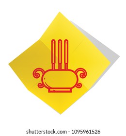 Chinese icon set gong xi fa cai on note yellow paper, vector Illustration