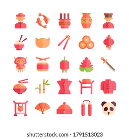 Chinese icon set vector flat for website, mobile app, presentation, social media. Suitable for user interface and user experience.