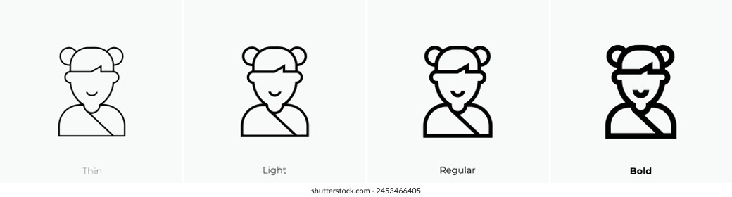 chinese icon. Thin, Light Regular And Bold style design isolated on white background