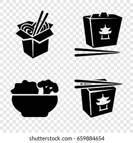 Chinese icons set. set of 4 chinese filled icons such as chinese fast food, noodles fast food