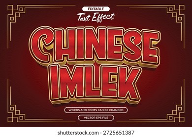 Efecto de texto editable imlek chino con textura dorada