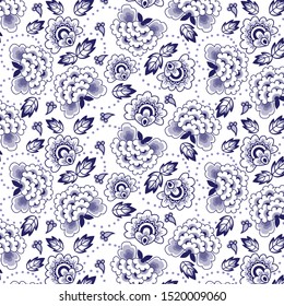 Chinese  indigo floral seamless pattern