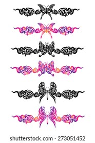 Chinese ink art butterfly tattoo.