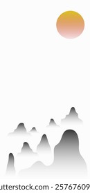 Chinese ink landscape painting design vector illustration. Eps 10. 
