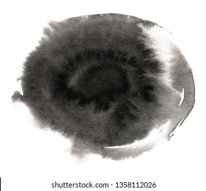 Chinese ink mark. Black brush strokes. Freehand drawing. Vector illustration. Isolated on white background. 