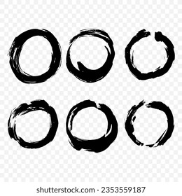 Chinese ink style circle brush effect, transparent background 