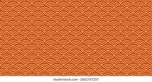 Chinese inspired pattern with repeating semicircles