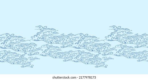 Chinese inspired water ornament; seamless pattern