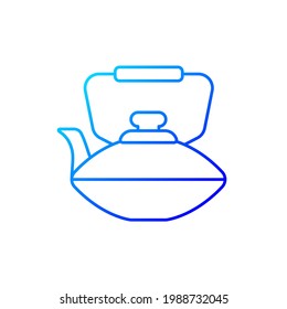 Chinese iron teapot gradient linear vector icon. National types of dinnerware. Old fashioned kitchen equipment. Thin line color symbols. Modern style pictogram. Vector isolated outline drawing