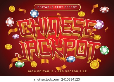 chinese jackpot 3d text effect and editable text effect with lanterns and Chinese ornaments