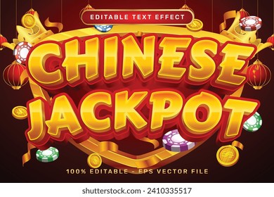 chinese jackpot 3d text effect and editable text effect with lanterns and Chinese ornaments