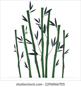 Chinese or japan bamboo grass oriental wallpaper vector illustration. Tropical asian plant. bamboo forest set. spa nature. plant tree with leaves. bamboo with leaves on white background